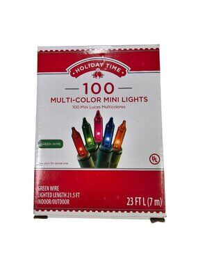Holiday Time 100 Multi-Color Mini String Lights w/ Green Wire 23ft In/Outdoor
